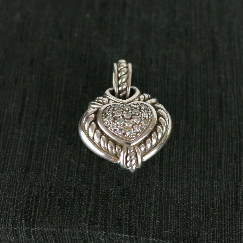 Judith Ripka Reversible Puffed Heart CZ Enhancer - Picture 3 of 3